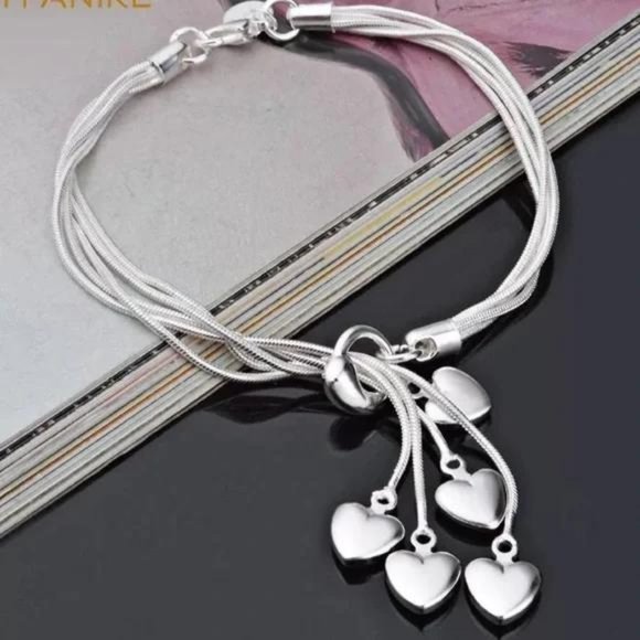 Jewelry - 925 STERLING SILVER HEART BRACELET, NICE BRACELET, CUTE BRACELET